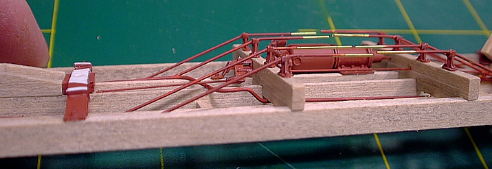  24 foot flat car truss rod detail.  Note the 3-layer needle beams 